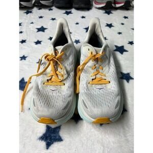 HOKA ONE ONE Clifton 8 Women's Shoes White Yellow Size 9.5 Running